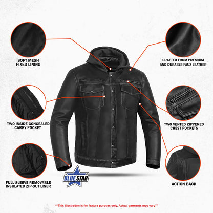DarkMuse Men’s Leather Motorcycle Jacket
