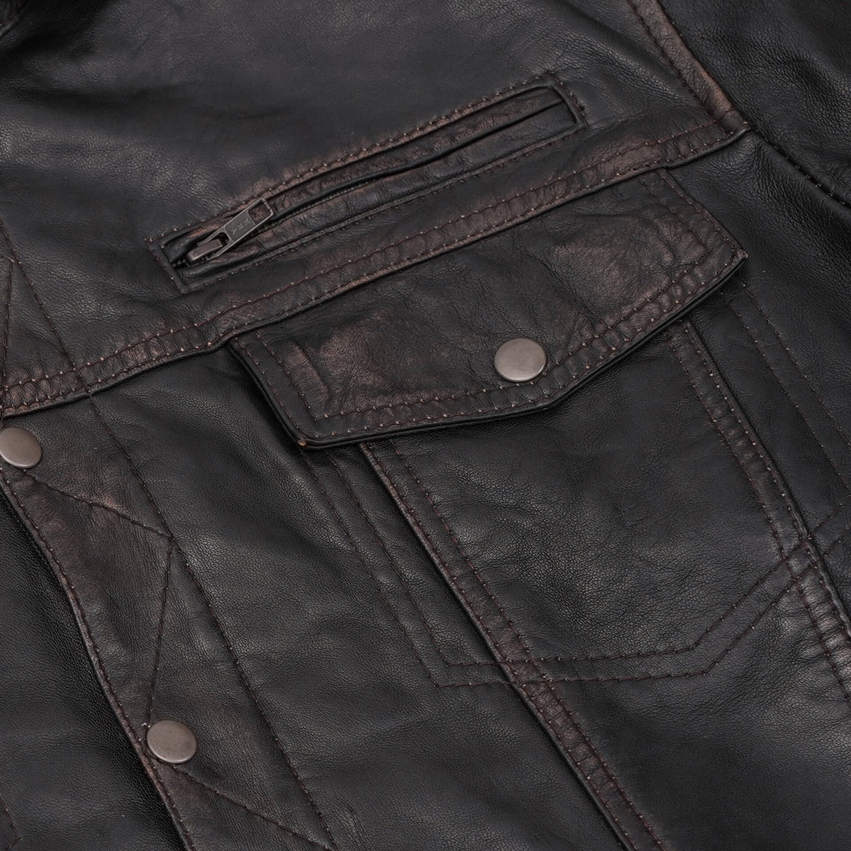 BSM1109 Men's Lightweight Drum Dyed Distressed Naked Lambskin Jacket