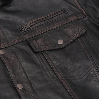 BSM1109 Men's Lightweight Drum Dyed Distressed Naked Lambskin Jacket