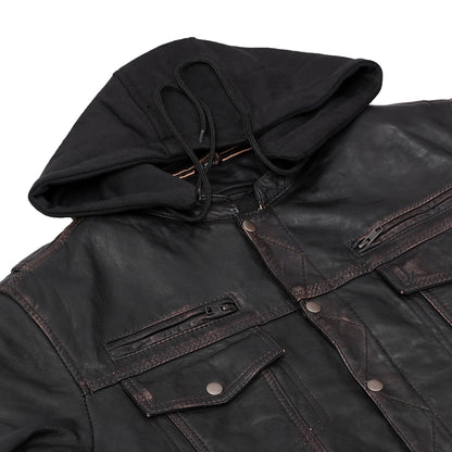 BSM1109 Men's Lightweight Drum Dyed Distressed Naked Lambskin Jacket