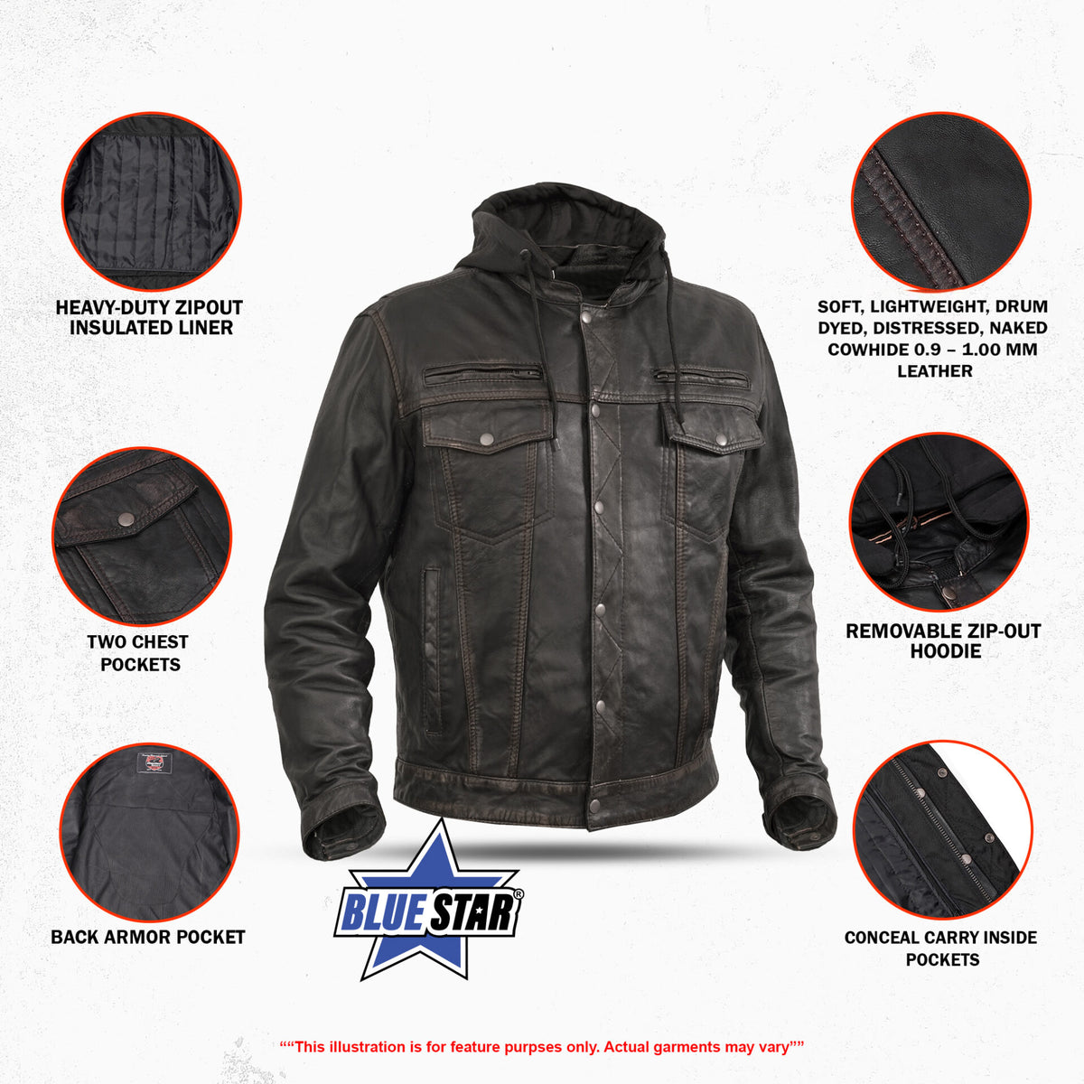 BSM1109 Men's Lightweight Drum Dyed Distressed Naked Lambskin Jacket