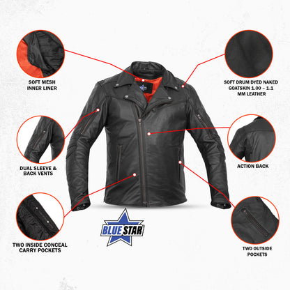 BSM1135 Men's Modern Longer Beltless Biker Jacket