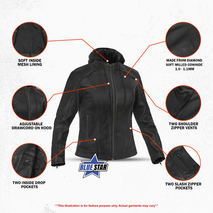 BSM00801 Roviana Women’s Leather Motorcycle Jacket
