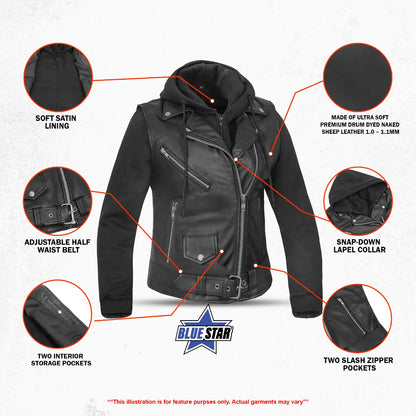 Lustré Noir Women's Leather Motorcycle Jacket