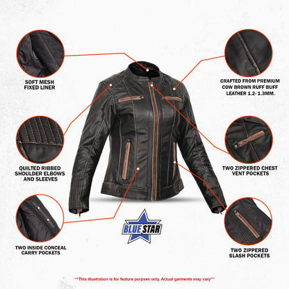 Maison Veyra Women’s Leather Motorcycle Jacket