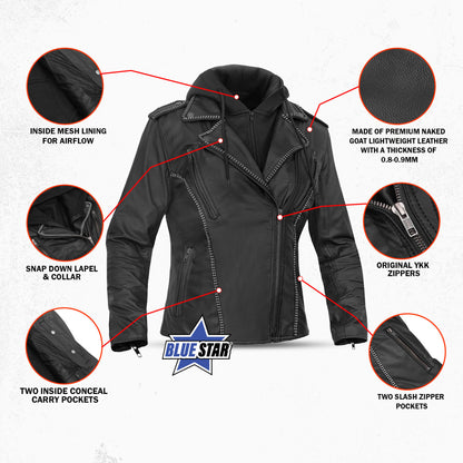 BSM5033 Celeste Women’s Motorcycle Leather Jacket