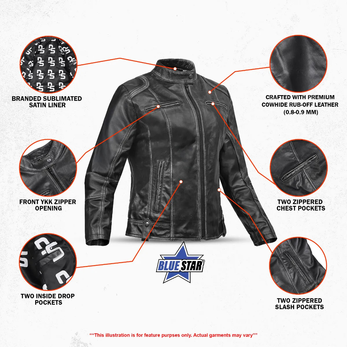 Marsha Women’s Leather Motorcycle Jacket