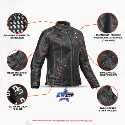 Marsha Women’s Leather Motorcycle Jacket