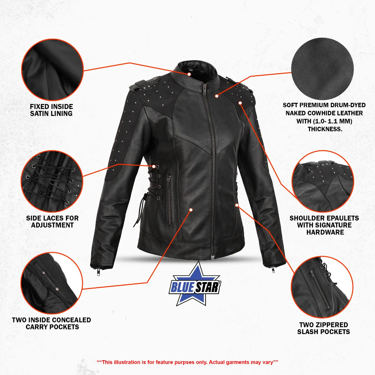 Camille Women's Leather Motorcycle Jacket