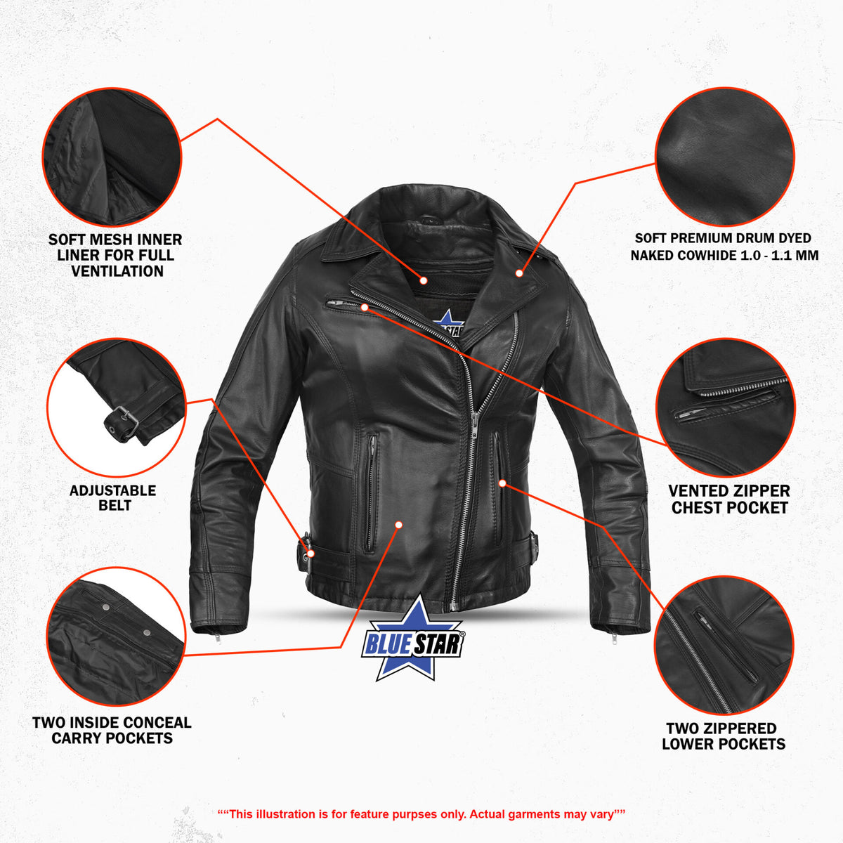 BSM2100 Women's Updated Lightweight Stylish M/C Jacket