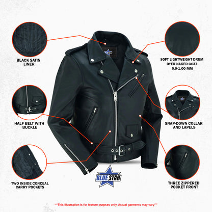 BSM2101 Women's Classic Plain Side Fitted M/C Style Jacket