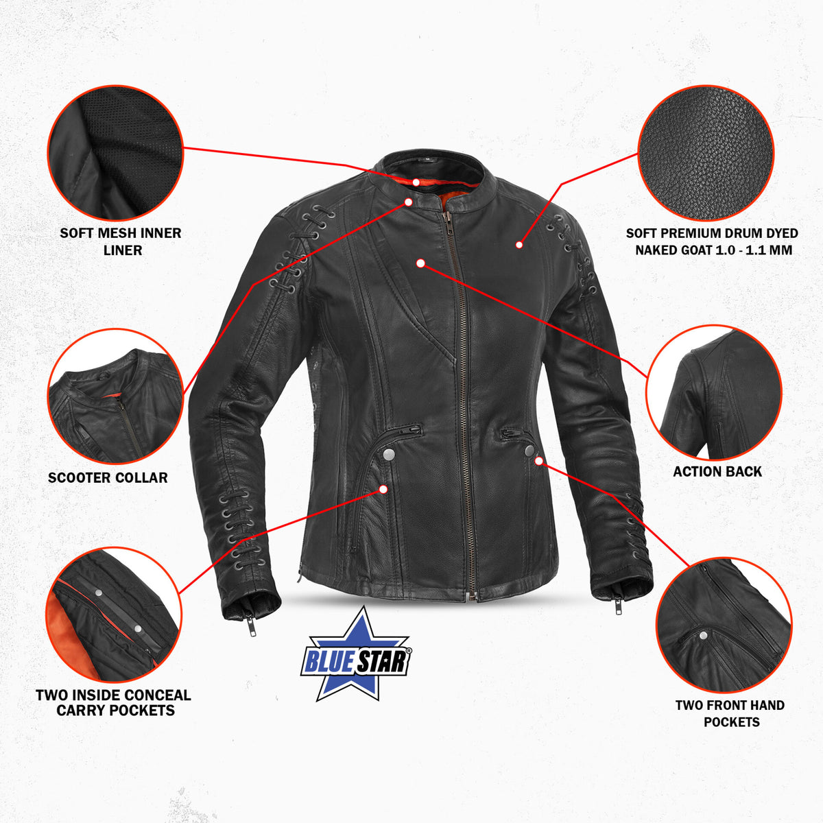 BSM2108 Women's Stylish Jacket with Grommet and Lacing Accents