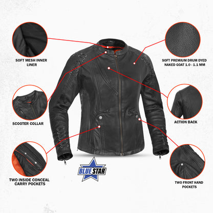 BSM2108 Women's Stylish Jacket with Grommet and Lacing Accents
