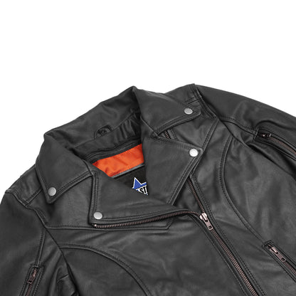 BSM2109 Women's Modern Longer Beltless Biker Jacket