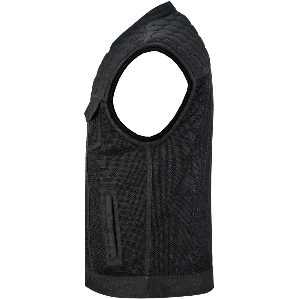 BSM4602 Mesh Rave Men’s Black Mesh Textile Vest with Black Paisley Liner