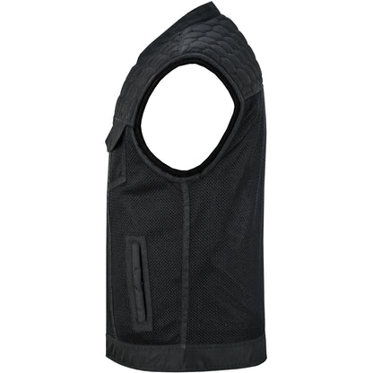 BSM4602 Mesh Rave Men’s Black Mesh Textile Vest with Black Paisley Liner