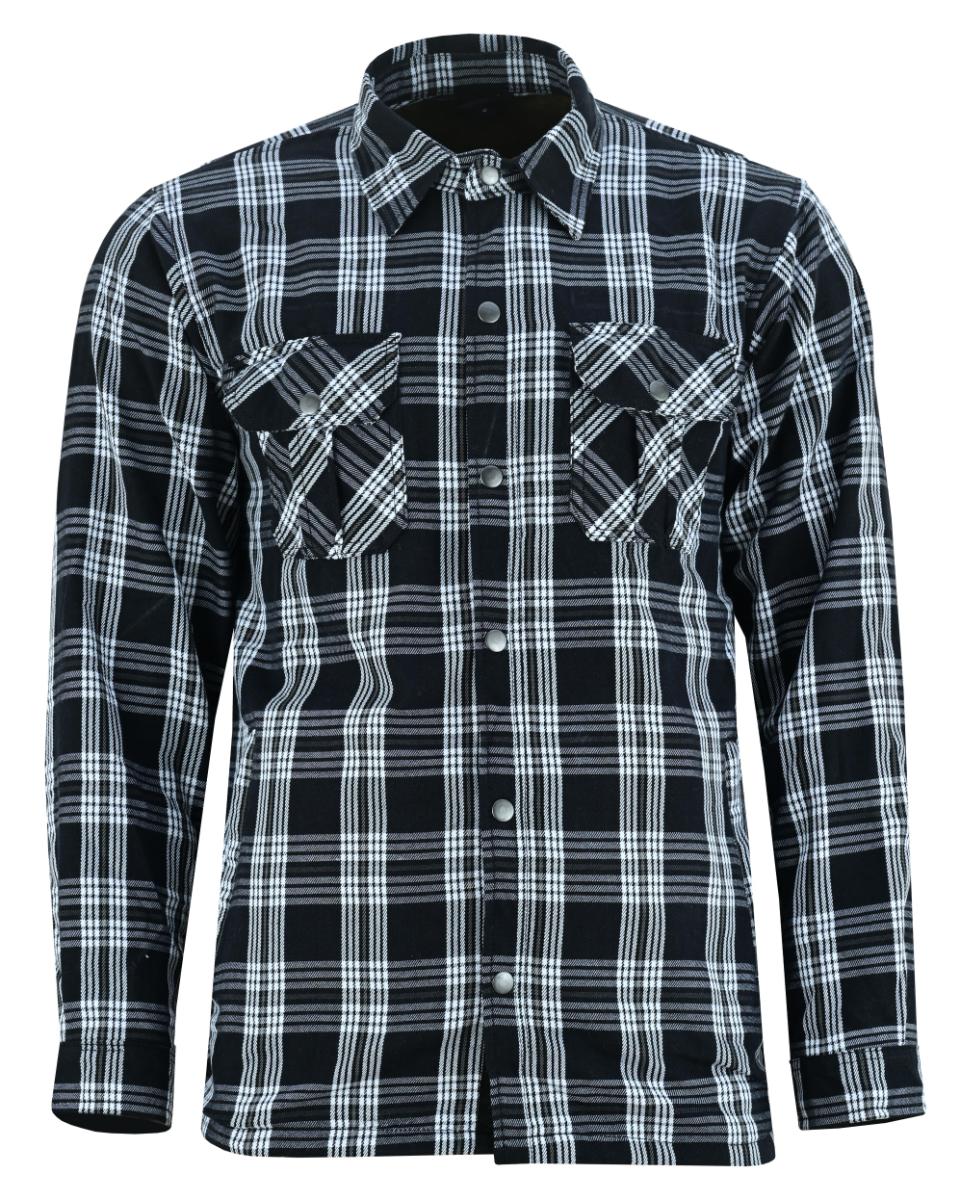 CHECKERED CHAMP MEN’S BLACK AND WHITE ARMORED FLANNEL SHIRT