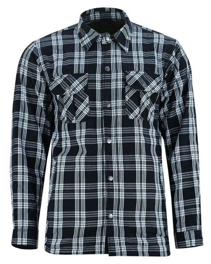 CHECKERED CHAMP MEN’S BLACK AND WHITE ARMORED FLANNEL SHIRT