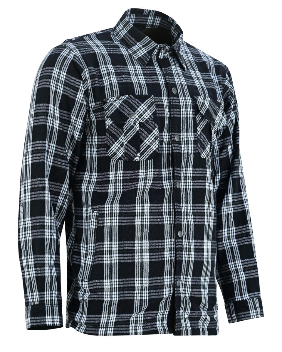 CHECKERED CHAMP MEN’S BLACK AND WHITE ARMORED FLANNEL SHIRT