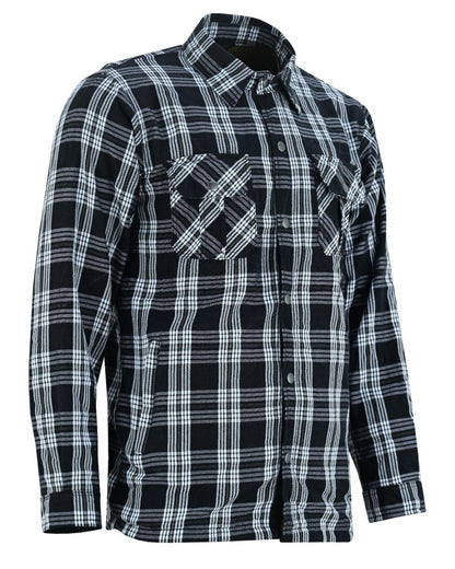 CHECKERED CHAMP MEN’S BLACK AND WHITE ARMORED FLANNEL SHIRT