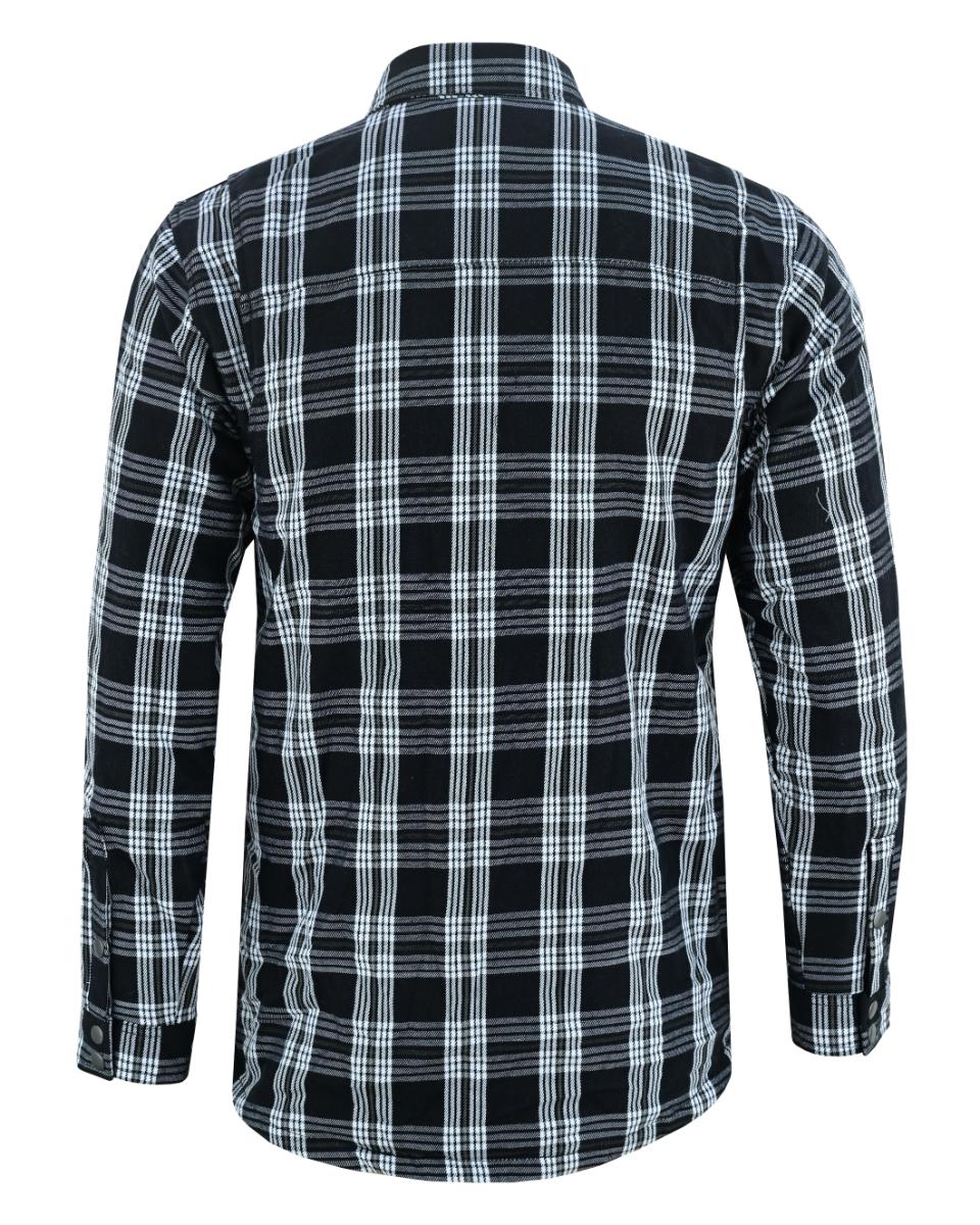 CHECKERED CHAMP MEN’S BLACK AND WHITE ARMORED FLANNEL SHIRT