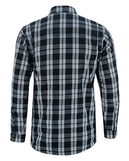 CHECKERED CHAMP MEN’S BLACK AND WHITE ARMORED FLANNEL SHIRT