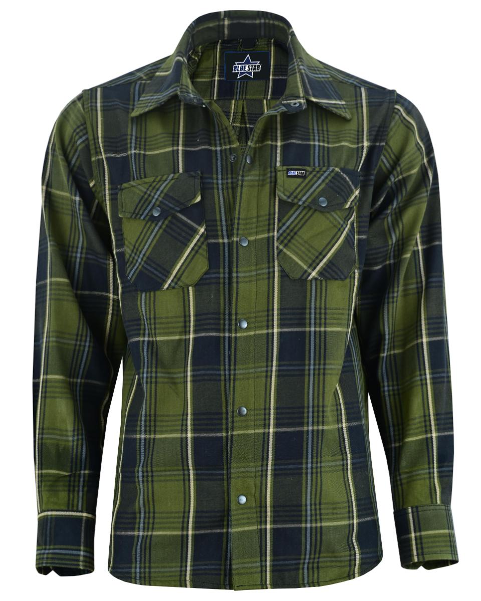 OLIVE ESSENCE MEN’S GREEN FLANNEL SHIRT