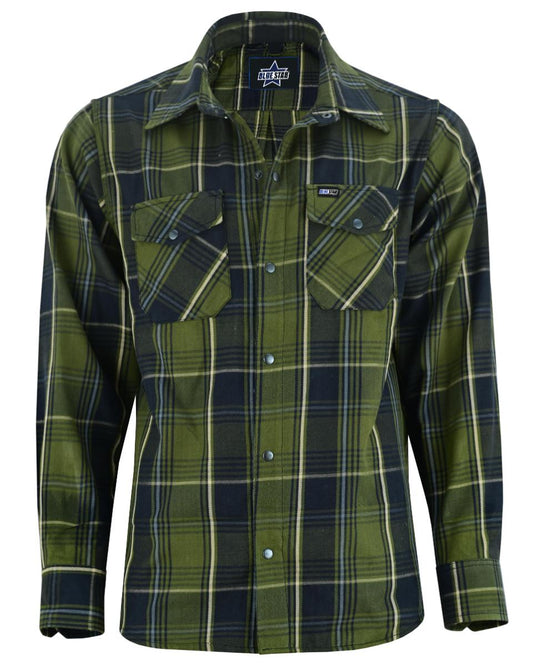 OLIVE ESSENCE MEN’S GREEN FLANNEL SHIRT