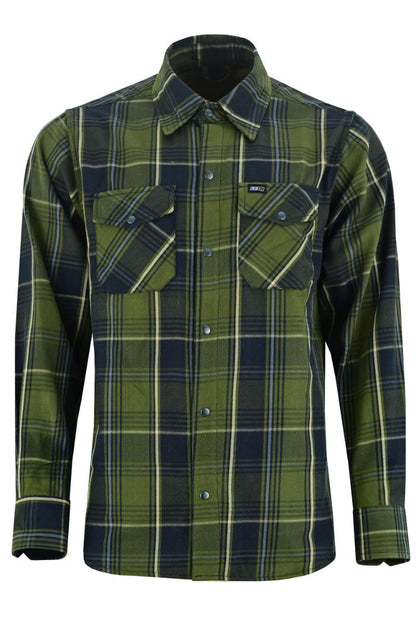 OLIVE ESSENCE MEN’S GREEN FLANNEL SHIRT