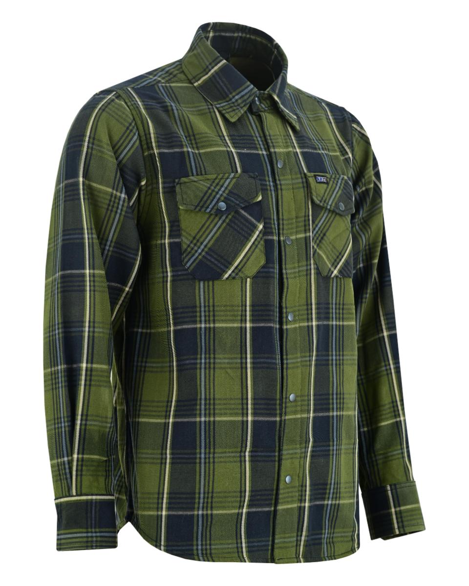 OLIVE ESSENCE MEN’S GREEN FLANNEL SHIRT