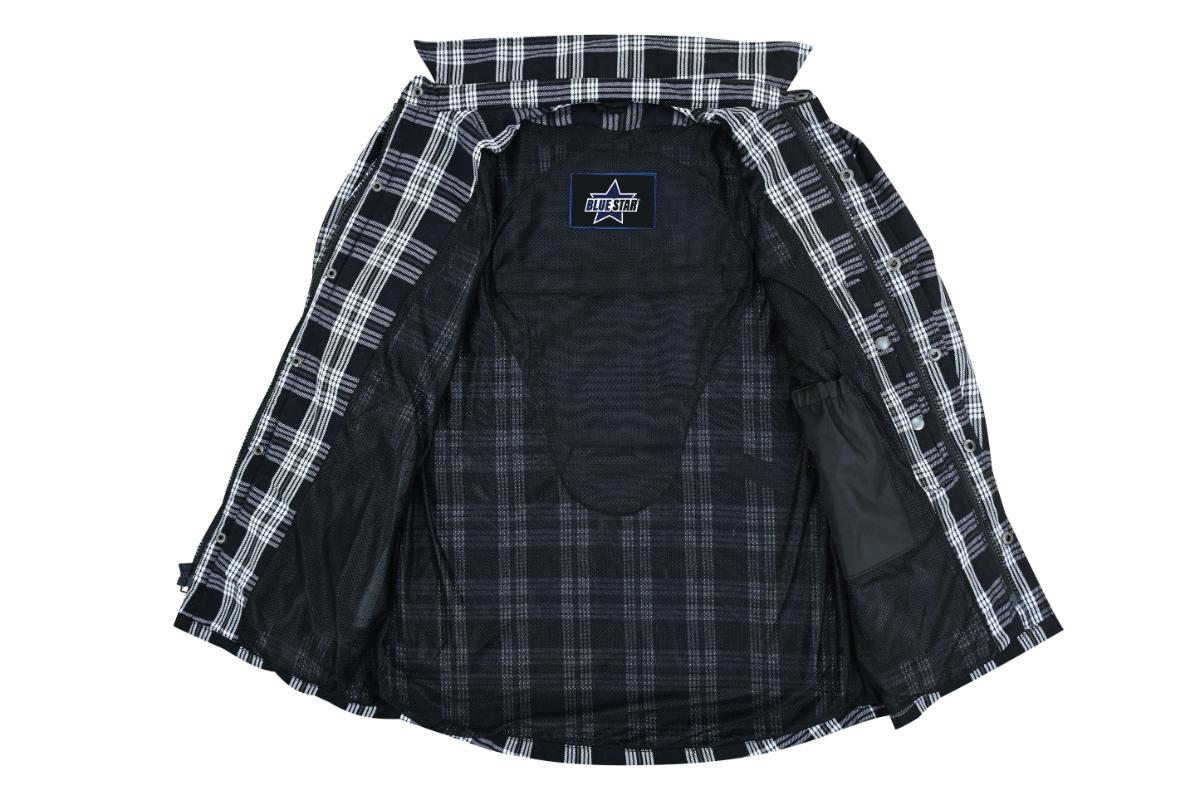 CHECKERED CHAMP MEN’S BLACK AND WHITE ARMORED FLANNEL SHIRT