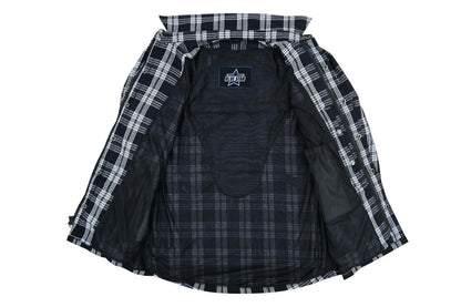 CHECKERED CHAMP MEN’S BLACK AND WHITE ARMORED FLANNEL SHIRT