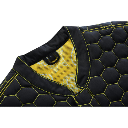 BSM4603 Gloom Gold Men’s Black Mesh Textile Vest with Yellow Thread Detailing