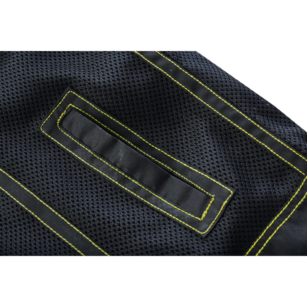 BSM4601 Nitro Rush Men’s Black Mesh Textile Vest with Yellow Diamond Stitch