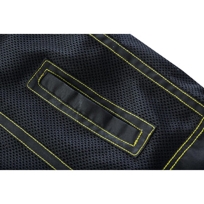 BSM4601 Nitro Rush Men’s Black Mesh Textile Vest with Yellow Diamond Stitch