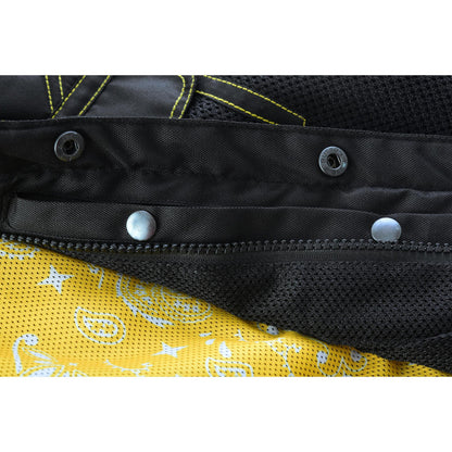 BSM4601 Nitro Rush Men’s Black Mesh Textile Vest with Yellow Diamond Stitch