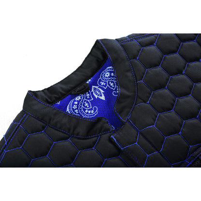 BSM4604 Blue Soul Men’s Black Mesh Textile Vest with Blue Paisley Liner