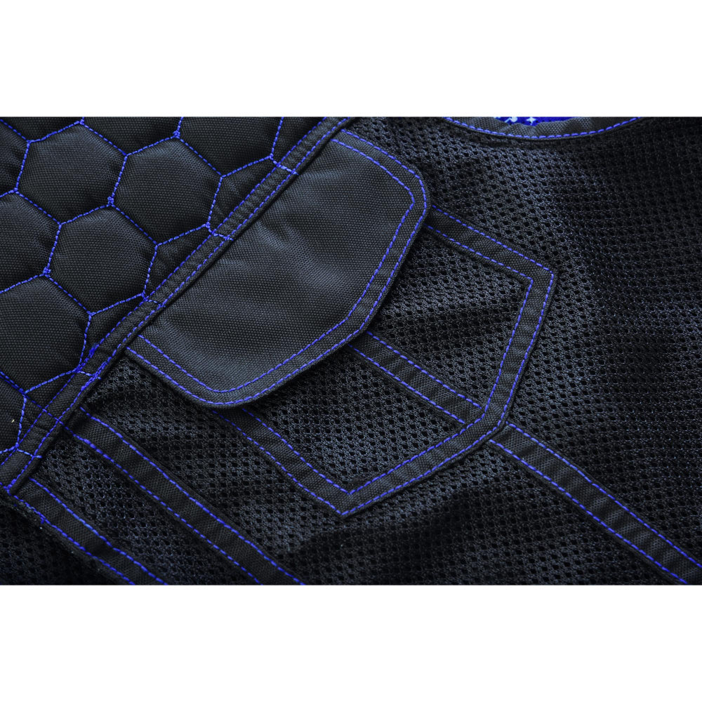 BSM4604 Blue Soul Men’s Black Mesh Textile Vest with Blue Paisley Liner
