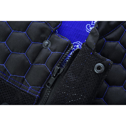 BSM4604 Blue Soul Men’s Black Mesh Textile Vest with Blue Paisley Liner