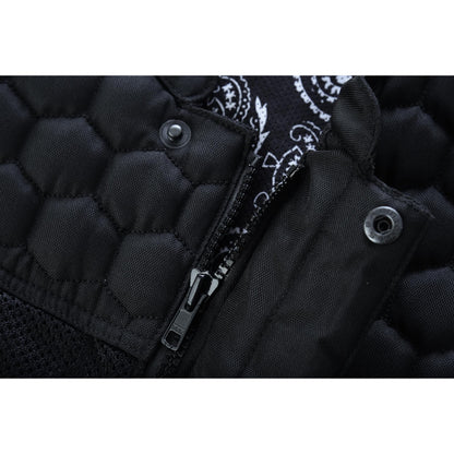 BSM4602 Mesh Rave Men’s Black Mesh Textile Vest with Black Paisley Liner