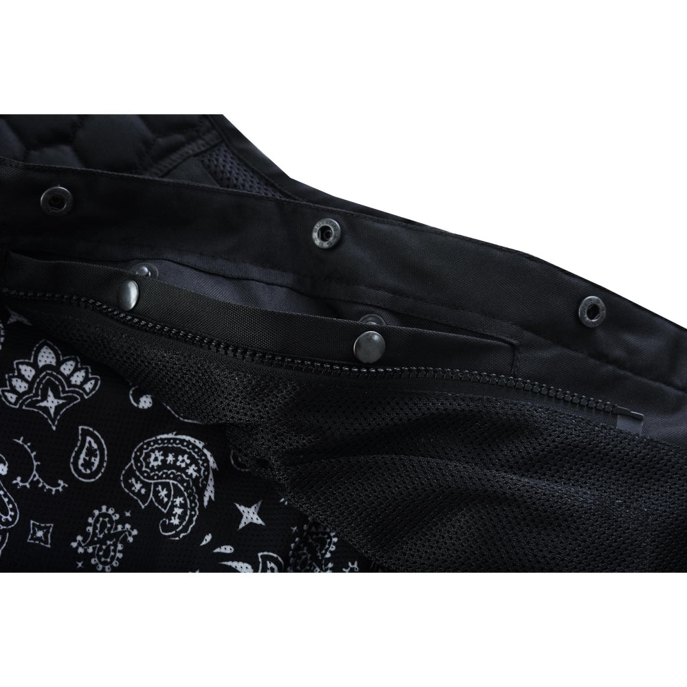 BSM4602 Mesh Rave Men’s Black Mesh Textile Vest with Black Paisley Liner
