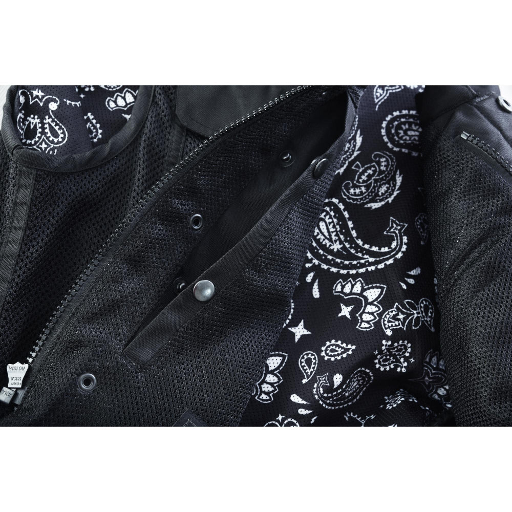 BSM4602 Mesh Rave Men’s Black Mesh Textile Vest with Black Paisley Liner