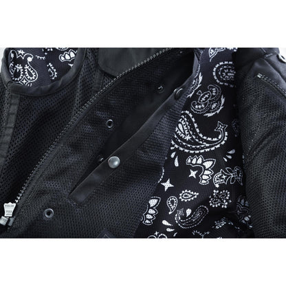BSM4602 Mesh Rave Men’s Black Mesh Textile Vest with Black Paisley Liner