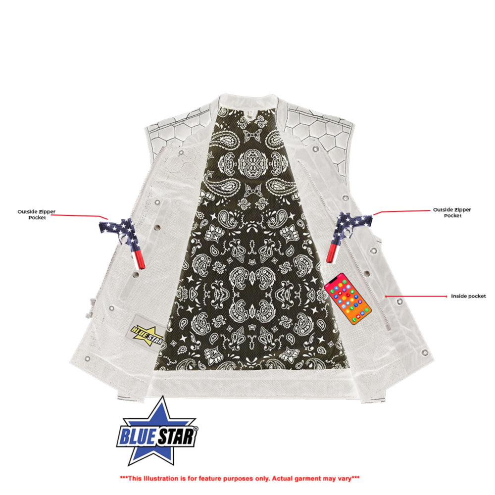 BSM4600 Men’s Black Mesh Textile Vest with White Paisley Liner