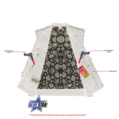 BSM4600 Men’s Black Mesh Textile Vest with White Paisley Liner