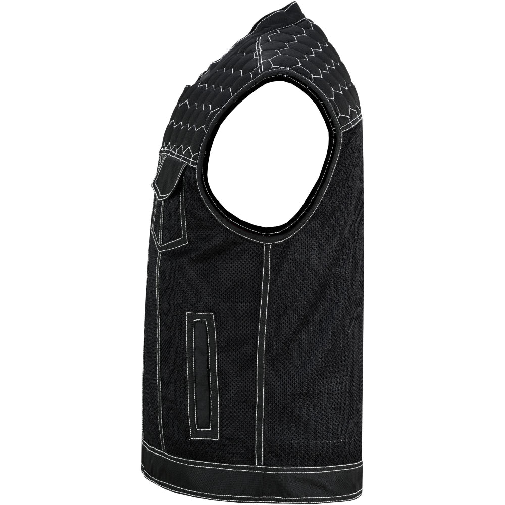 BSM4600 Men’s Black Mesh Textile Vest with White Paisley Liner