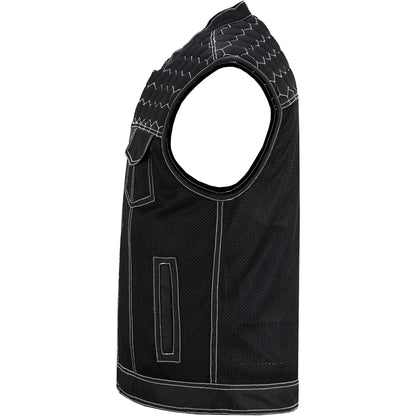 BSM4600 Men’s Black Mesh Textile Vest with White Paisley Liner