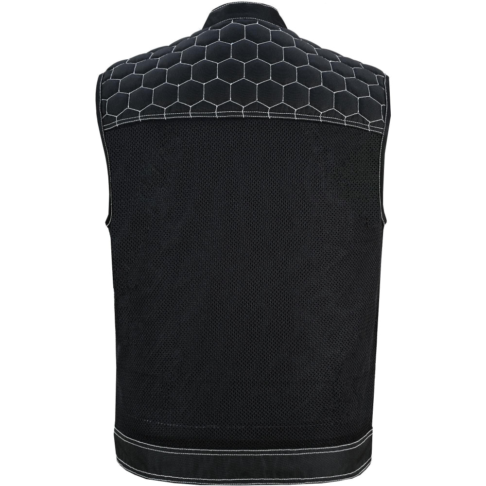 BSM4600 Men’s Black Mesh Textile Vest with White Paisley Liner