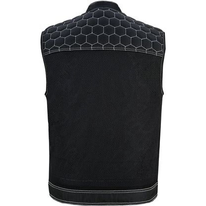 BSM4600 Men’s Black Mesh Textile Vest with White Paisley Liner