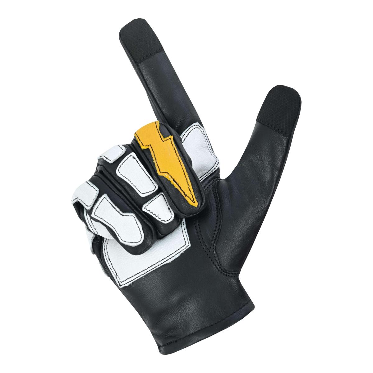 Devil Hands Black White and Yellow Skeleton Bolt Glove